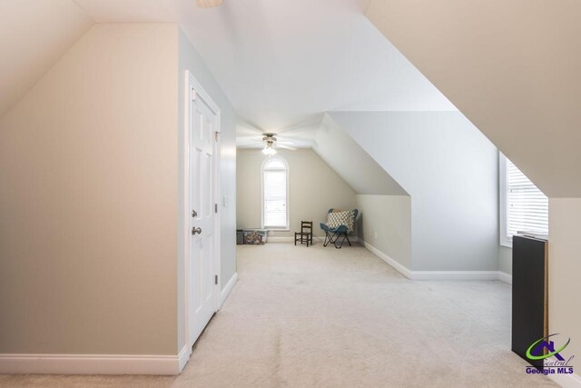 109 Black Oak Ct, Byron, GA 31008 - additional living space with lofted ceiling, carpet floors, plenty of natural light, and a ceiling fan