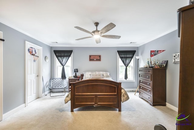 109 Black Oak Ct, Byron, GA 31008 - bedroom with carpet flooring, crown molding, and a ceiling fan