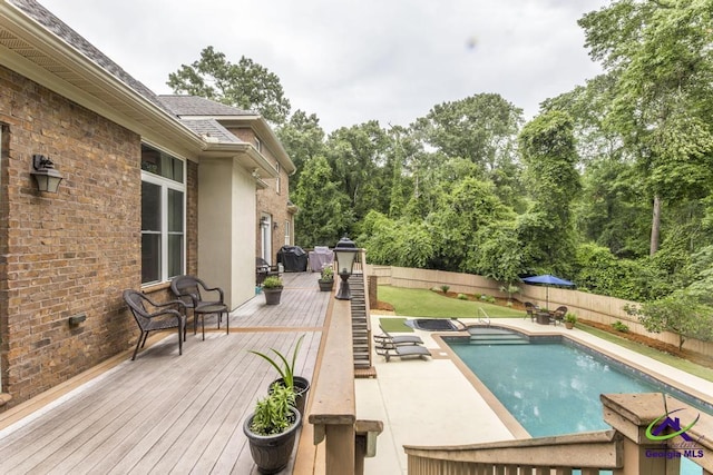 109 Black Oak Ct, Byron, GA 31008 - view of pool with a deck and a fenced backyard