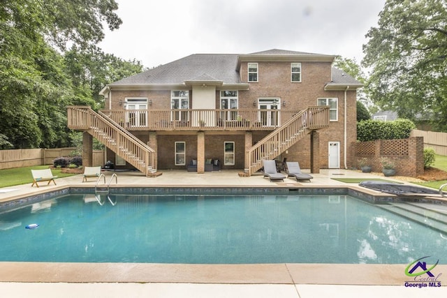 109 Black Oak Ct, Byron, GA 31008 - view of pool with stairway, a deck, and a patio area