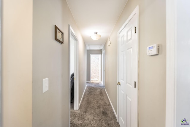 3560 S Lawrence Dr, Macon, GA 31216 - hall with attic access and dark colored carpet