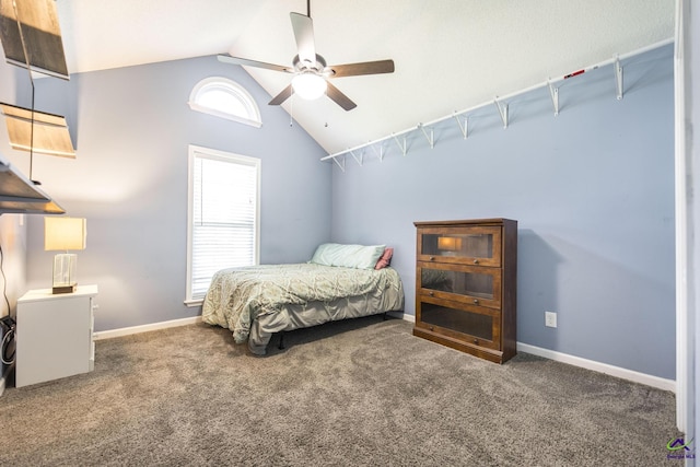 3560 S Lawrence Dr, Macon, GA 31216 - carpeted bedroom with lofted ceiling and a ceiling fan