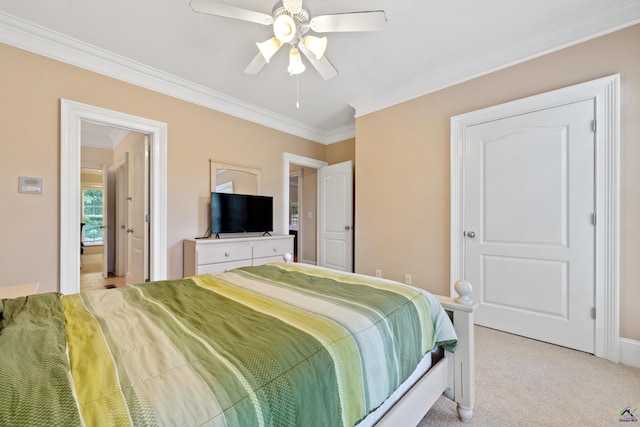 513 Litchfield, Macon, GA 31220 - bedroom featuring crown molding, light colored carpet, and a ceiling fan