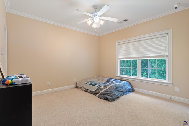 513 Litchfield, Macon, GA 31220 - unfurnished bedroom with crown molding, carpet floors, and ceiling fan