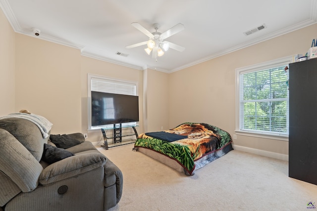 513 Litchfield, Macon, GA 31220 - carpeted bedroom with ornamental molding and a ceiling fan