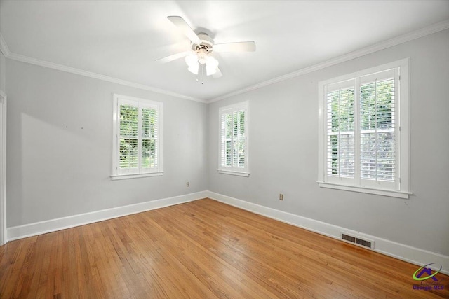 458 Pierce Ave, Macon, GA 31204 - empty room featuring light wood-style flooring, ceiling fan, and ornamental molding