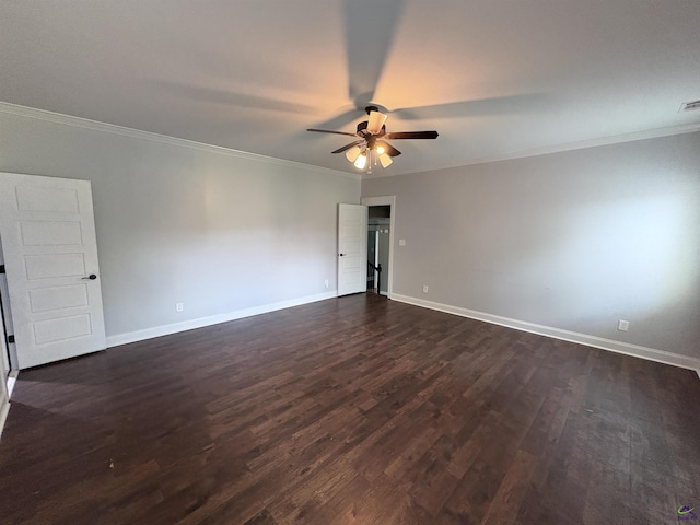 300 Stacy Ln, Warner Robins, GA 31088 - unfurnished room with a ceiling fan, dark wood finished floors, and ornamental molding