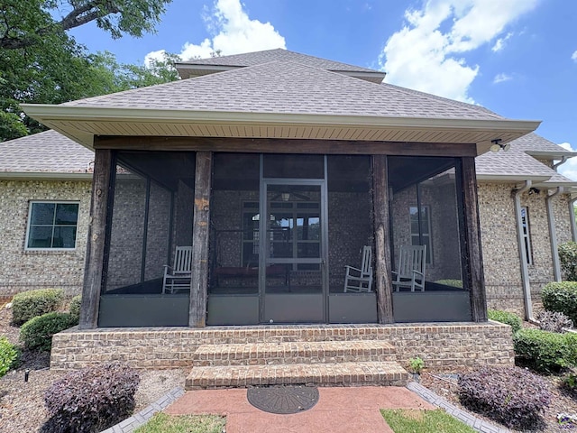 300 Stacy Ln, Warner Robins, GA 31088 - doorway to property featuring a shingled roof and brick siding
