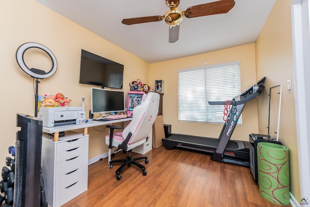 113 Stoneridge Dr, Warner Robins, GA 31088 - office area with wood finished floors and a ceiling fan