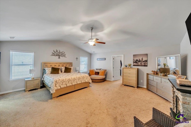 215TYNDALLWAY Tyndall Way, Perry, GA 31069 - bedroom with lofted ceiling, light carpet, and a ceiling fan
