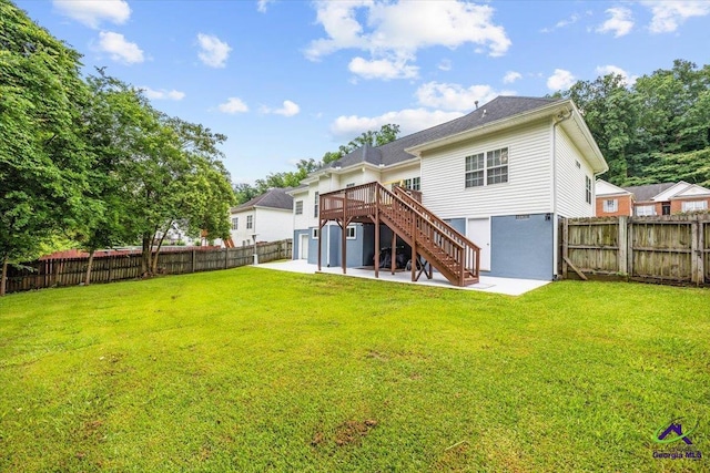 129 Sugarloaf Dr, Macon, GA 31204 - rear view of property featuring stairs, a fenced backyard, a patio area, and a deck