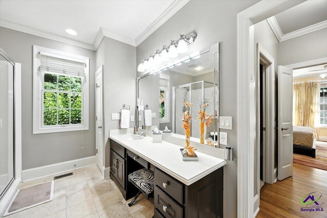 612 Remington Dr, Macon, GA 31210 - full bath featuring vanity, a stall shower, ensuite bathroom, and crown molding