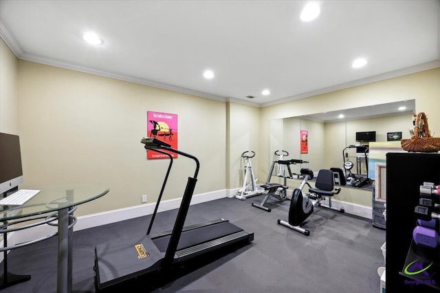 612 Remington Dr, Macon, GA 31210 - exercise area featuring ornamental molding and recessed lighting