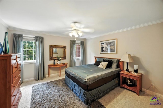 612 Remington Dr, Macon, GA 31210 - bedroom featuring crown molding, carpet, and a ceiling fan
