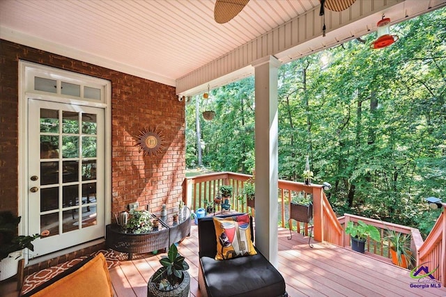 612 Remington Dr, Macon, GA 31210 - wooden terrace with ceiling fan