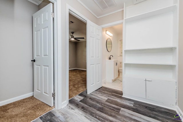 4354 Pio Nono Ave, Macon, GA 31206 - hallway featuring crown molding and dark wood finished floors