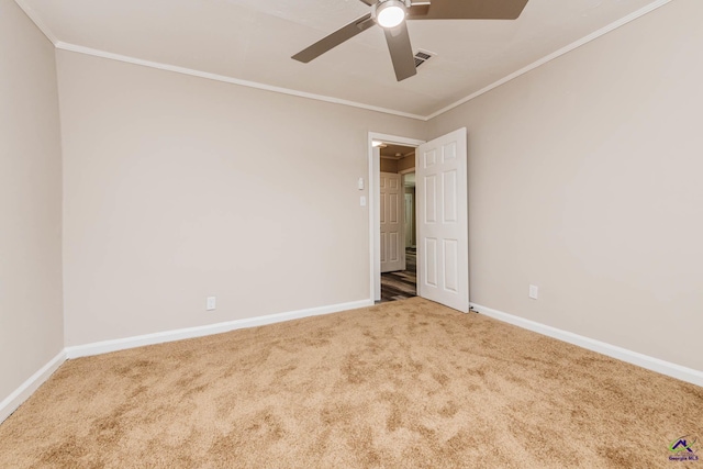 4354 Pio Nono Ave, Macon, GA 31206 - carpeted spare room featuring crown molding and a ceiling fan
