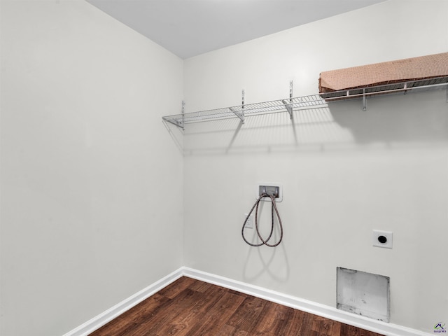 539 Levi Barnes Rd, Jackson, GA 30233 - laundry room featuring washer hookup, dark wood-style flooring, and hookup for an electric dryer