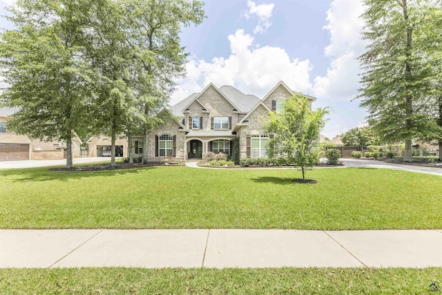 301 Vinings Place Dr, Warner Robins, GA 31088 - view of front of house with a front lawn, stone siding, and brick siding
