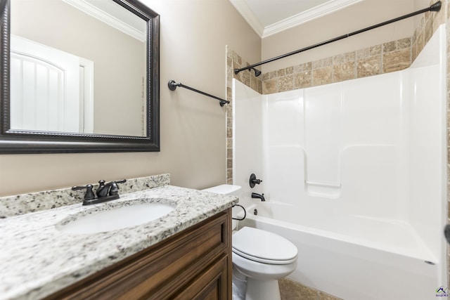 301 Vinings Place Dr, Warner Robins, GA 31088 - full bathroom with ornamental molding, vanity, and shower / bathtub combination