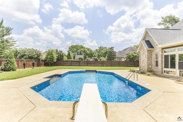 301 Vinings Place Dr, Warner Robins, GA 31088 - view of pool with a fenced backyard, a patio, and a diving board