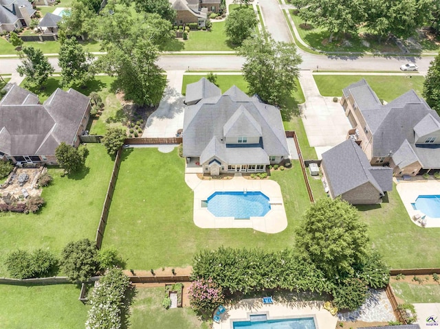 301 Vinings Place Dr, Warner Robins, GA 31088 - aerial perspective of suburban area with a pool area