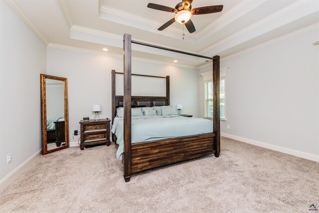 240 Woodlands Blvd, Kathleen, GA 31047 - carpeted bedroom with a tray ceiling, ornamental molding, ceiling fan, and recessed lighting