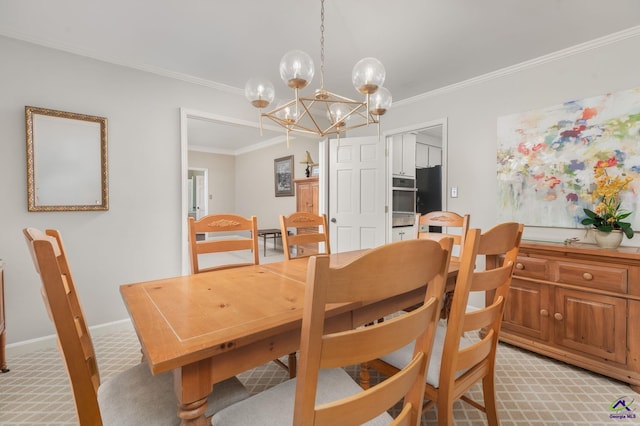 4871 Oxford Rd, Macon, GA 31210 - dining space featuring a chandelier, ornamental molding, and light colored carpet