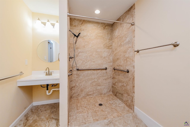 202 Stafford Beach Dr, Byron, GA 31008 - bathroom with a tile shower and baseboards
