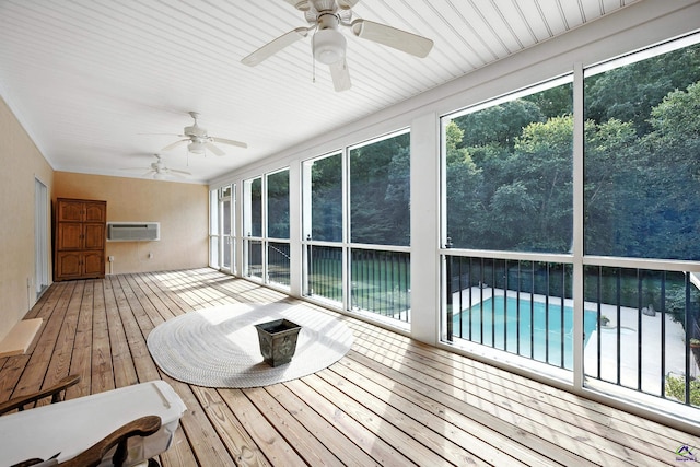 228 Lagrange Ct, Macon, GA 31210 - unfurnished sunroom with ceiling fan and a wall mounted air conditioner