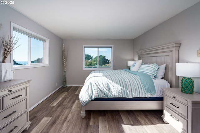 2131 Beach Loop Dr, Bandon, OR 97411 - bedroom featuring baseboards and dark wood-style floors
