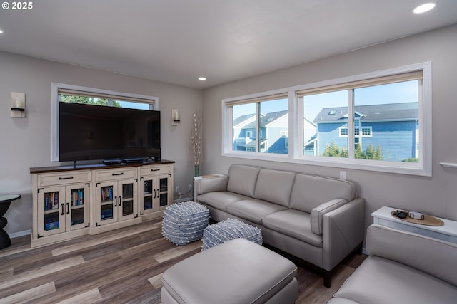 2131 Beach Loop Dr, Bandon, OR 97411 - living room with recessed lighting, baseboards, and wood finished floors
