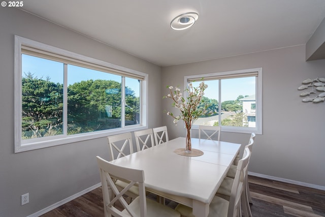 2131 Beach Loop Dr, Bandon, OR 97411 - dining space with dark wood-type flooring, baseboards, and a wealth of natural light