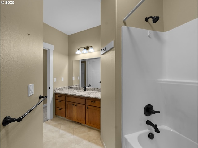 64911 E Mountain Meadow Ln, Rhododendron, OR 97049 - bathroom featuring  shower combination, tile patterned floors, and vanity