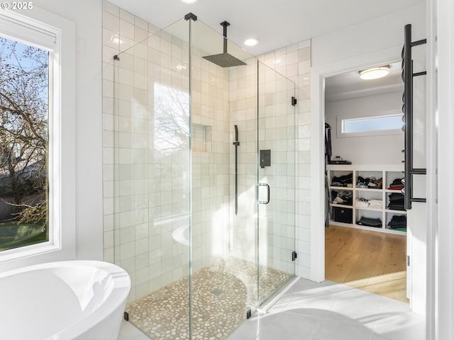 bathroom with plus walk in shower