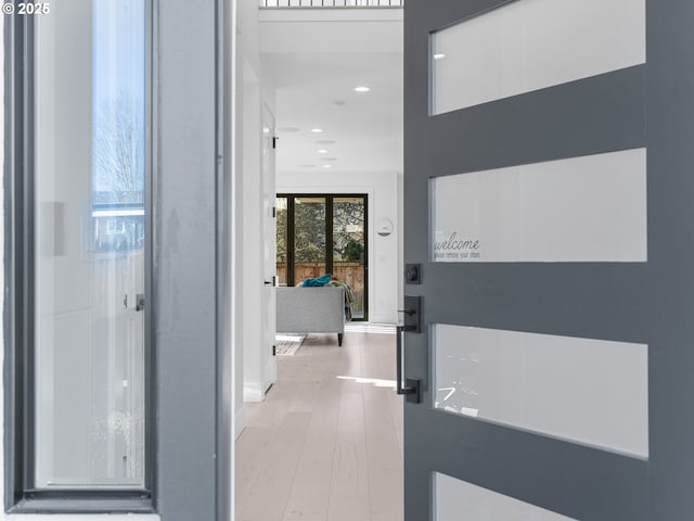 hall featuring light hardwood / wood-style flooring