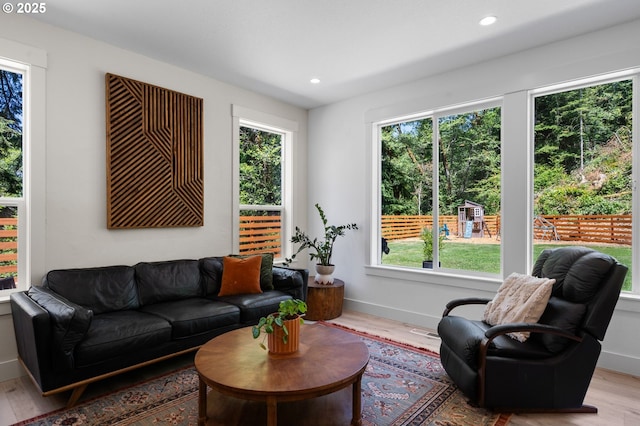 28009 NE Thompson Cir, Yacolt, WA 98675 - living room featuring wood finished floors and recessed lighting