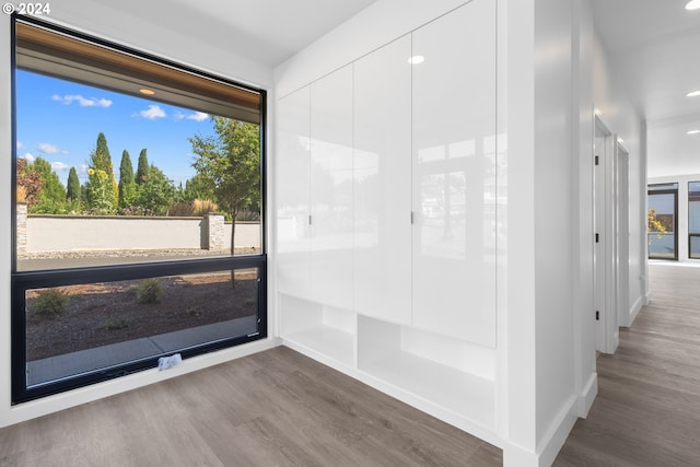 bathroom featuring wood finished floors and baseboards