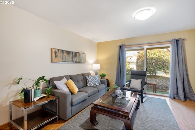 living area featuring wood finished floors