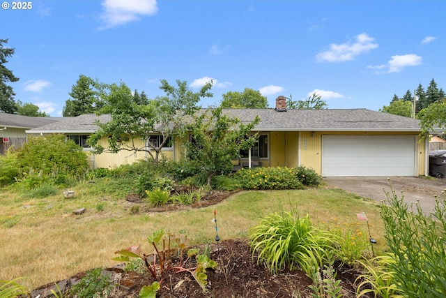3712 NE 60th Ave, Vancouver, WA 98661 - ranch-style house with an attached garage, driveway, a chimney, and a front lawn