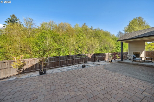 view of patio with a fenced backyard