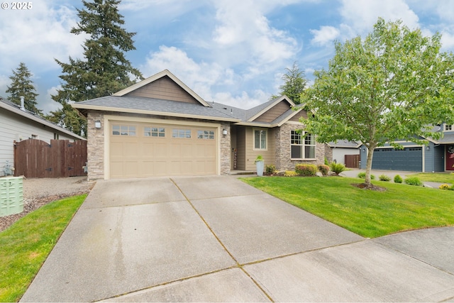 11201 NE 127th Ave, Vancouver, WA 98682 - craftsman house featuring stone siding, concrete driveway, a garage, and a shingled roof