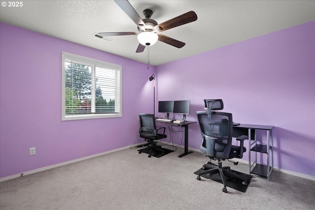 11716 NE 42nd Ct, Vancouver, WA 98686 - carpeted office featuring ceiling fan, baseboards, and a textured ceiling