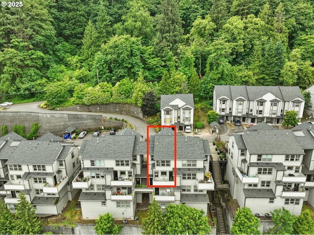 9183 NW Germantown Rd, Portland, OR 97231 - aerial perspective of suburban area featuring property boundaries highlighted and a forest