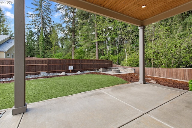 view of patio featuring a fenced backyard