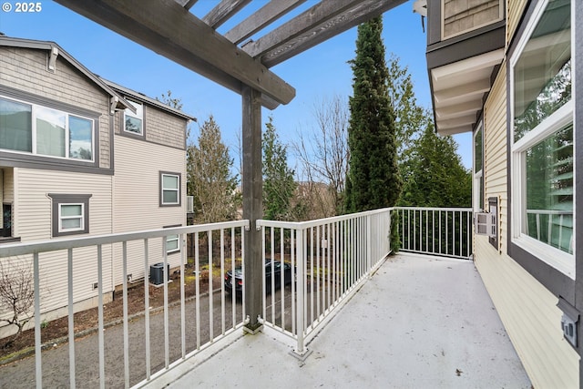 balcony featuring central AC