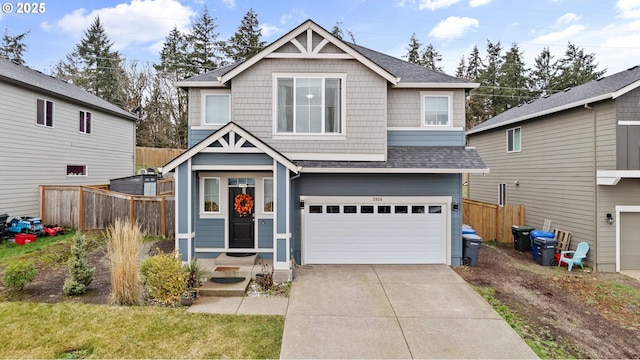 craftsman-style home with a garage