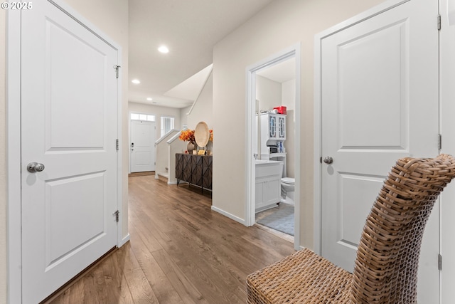 hallway featuring light hardwood / wood-style floors