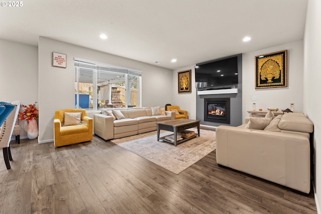 living room with hardwood / wood-style floors