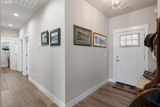 entrance foyer featuring light hardwood / wood-style flooring